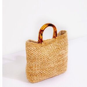 Elegant Woven  Bag with Tortoise Handles
Excellent Condition
